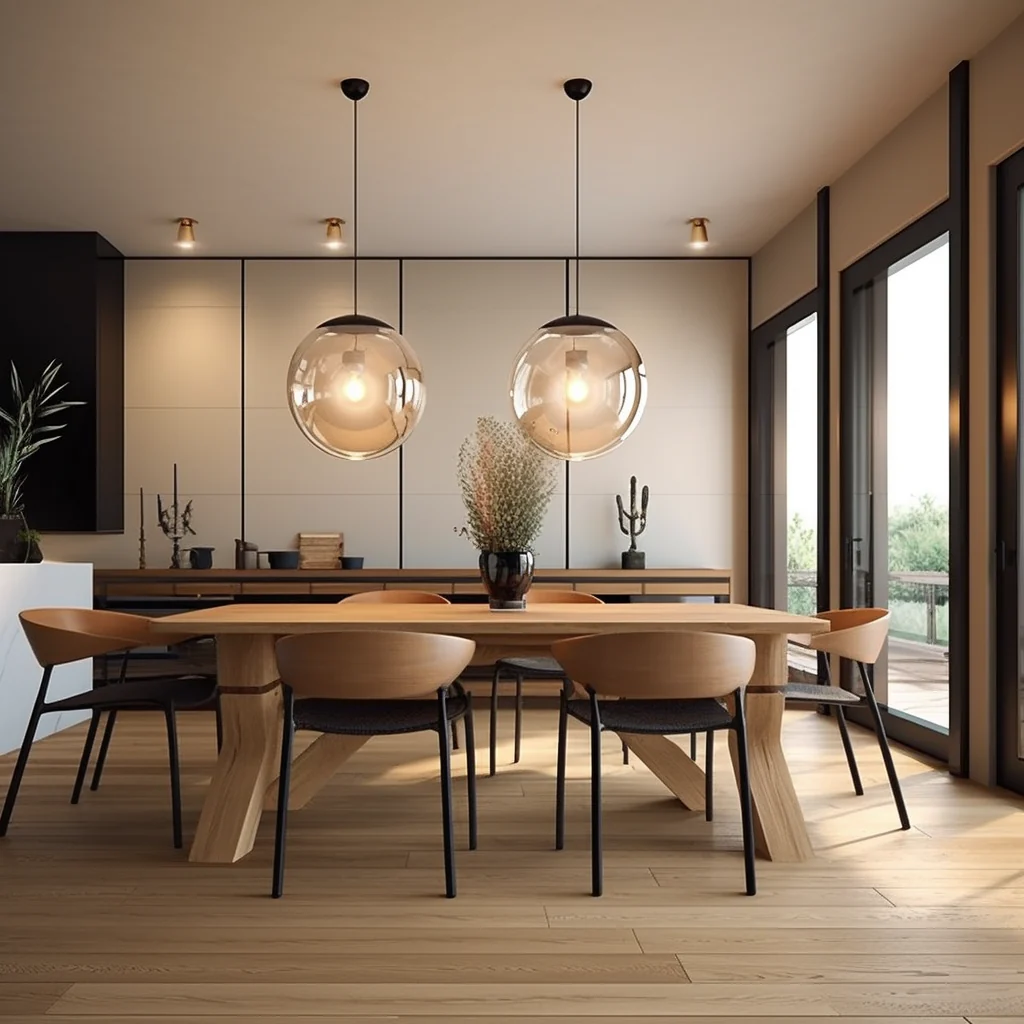 dining_room_with_hardwood_floors_and_pendant_lights_in